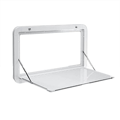 31.5*17.7in Rv Caravan Picnic Folding External Table - Aluminum Wall Mount Flip Fold Down Desk External Hanging Table W/4 Keys,55lbs Max Load For Caravans,Vans,Truck Campers,Travel Trailers. - color: White