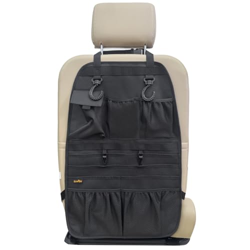 ECWKVN Car Seat Back Organizer, Heavy Duty Back Seat Organizer with Multiple Storage Pockets, Work Truck & SUV Seat Back Storage Bag for Tools, Tablet, Bottles & Essentials – Universal Fit