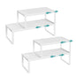 SONGMICS Spice Racks, Set of 4 Expandable Kitchen Countertop Shelves, Small Cupboard Organizers, Metal, Space-Saving Tabletop Shelves, Matte White UKCS404WC01 - color: Matte White, size: Set of 4