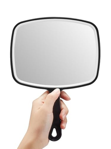 OMIRO Hand Mirror, Large Black Handheld Mirror with Handle, 7.4" W x 10.3" L - size: 10.3"L x 7.4"W - Pack of 1