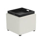 Adeco 17 inch Faux Leather Storage Ottoman with Reversible Tray Lid, Modern Square Cube Footrest Stool & Coffee Table for Living Room, Bedroom, and Dorm, White - color: White With Tray