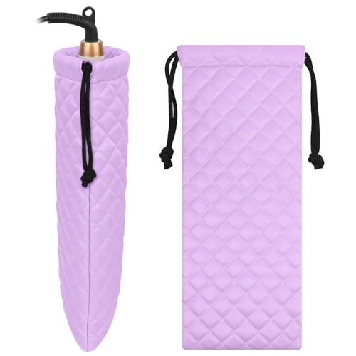 Professional Hot Hair Tools Organizer Cover Bag Heat Resistant Travel Drawstring Storage Case Pouch for Curling Iron, Flat Iron, Hair Straightener and Styling Tool(14.2" x 5.9") - color: Purple