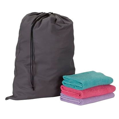 Household Essentials Cotton Laundry Bag with Drawstring Closure, Gray - style: Grey