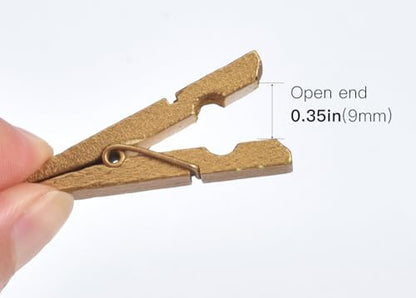 50PCS Gold Wooden ClothesPins - 1.77 inch Natural Wooden Peg Pin Compatible Gift Wrapping, Picture Hanging, Arts&Crafts, Photo Display (Gold, 4.5 * 0.7cm) - color: Gold, size: 4.5*0.7cm