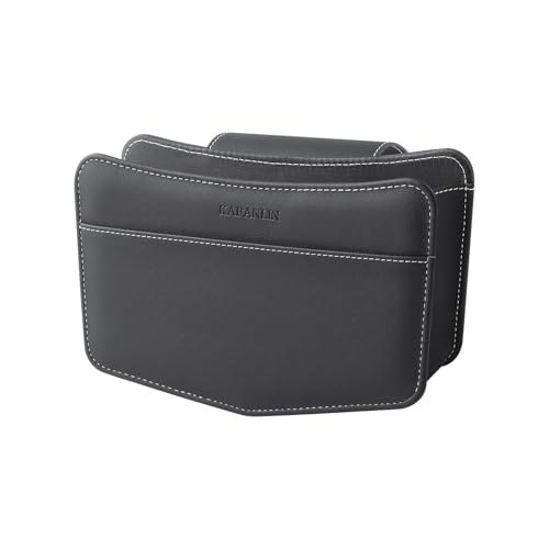 Car Trash Can Small Leather Vehicle Trash Bin Car Dustbin Garbage Organizer Holder with Trash Bag Foldable Mini Cars Storage Bag Container for Auto SUV Van Trucks (Black,Hanging Hook) - color: black, style: hanging hook