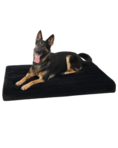 KSIIA Orthopedic Dog Bed Crate Waterproof Pet Mats for Large Dogs Deluxe Plush Washable Pet Bed with Egg Crate Foam & Removable Cover, 41 x 27 Inch, Black - color: Black, size: 41.0"L x 27.0"W x 3.0"Th
