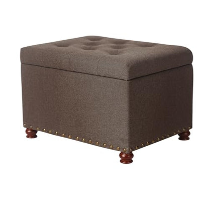 Joveco Storage Ottoman Linen Tufted Bench, Rectangular Footrest Footstool Coffee Table Seat for Living Room Bedroom, Coffee - color: Linen, Coffee