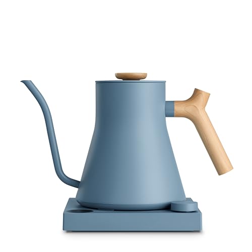 Fellow Stagg EKG Pro Electric Gooseneck Kettle - Pour-Over Coffee and Tea, Quick Heating, Precise Temperature Control, Scheduling, Built-in Brew Timer, Hazy Blue, 0.9 Liter - color: Hazy Blue with Maple Handle, size: EKG Pro