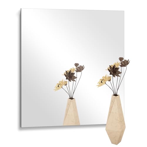 16 x 16 in Glass Mirror Sheet for Wall, 2mm Thick HD Frameless Wall Mirror Tile Self Adhesive Mirror Sticker Large Body Mirror Sheet for Bathroom, Bedroom, Vanity, Door, Gym, Home Decor - size: 15.7"L x 15.7"W