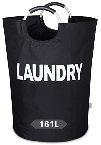Extra Large Laundry Basket Collapsible 160L, Oversized Clothes Hamper Bag with Handles – Tall Folding Dirty Laundry Bin, Sturdy Laundry Sorter for Family, Heavy Duty – Jumbo Size - Black - color: Black, size: 160L (Two Layers)