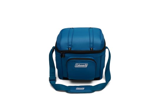 Coleman Chiller Insulated Soft Cooler, Leakproof 9/16/30 Can Cooler with 12+ Hour Ice Retention, Made with Recycled Materials, Great for Lunch, Camping, Beach, Pool, Sports, & More - color: Blue, style: 16 Can