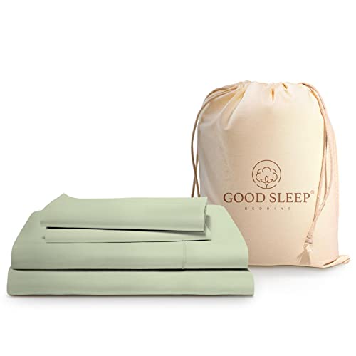 Good Sleep Bedding 600 TC Luxurious Sage RV Sheets - 72 x 75, 100% Egyptian Cotton, 4 Piece Set, Ultra Soft Camping Sheets with 16" Deep Pockets - color: Sage, size: Short King (72 x75)