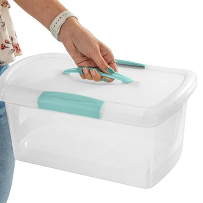 Sterilite Medium Nesting ShowOffs, Stackable Small Storage Bin with Latching Lid and Handle, Plastic Container to Organize Home, Clear, 12-Pack - size: Medium, style: 12-Pack