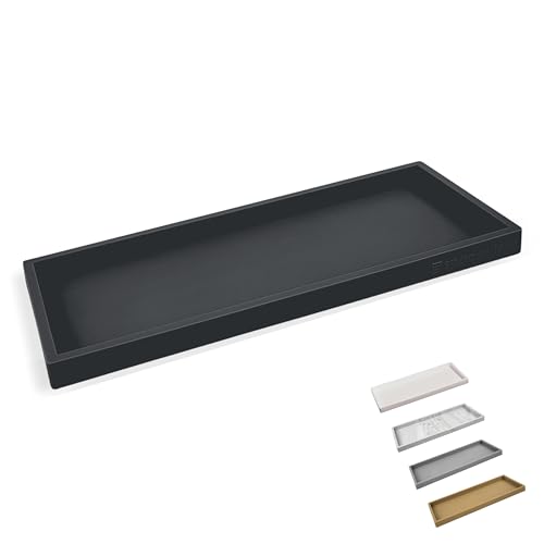 Spacewiser Countertop and Vanity Tray - 11.7" Silicone Bathroom Counter Tray, Dish Soap Trays for Kitchen Counter, Organizer Accessories Caddy, Toothbrush Toilet Laundry Shower Oil Makeup Mat, Black - color: Black, size: Large 11.7”