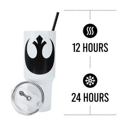 Bioworld Star Wars Rebel Alliance 40 Oz White Stainless Steel Tumbler - color: Rebel Alliance