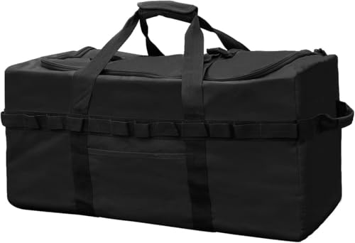 Large Military Duffle Bag Tactical Camping Storage Utility Tote Bag Camping Kitchen Organizer with Deployment Cargo Bag Travel Sports Equipment (Black, Large 31.5"x17.72"x17.72") - color: Black, size: Large(31.5"x17.72"x17.72")