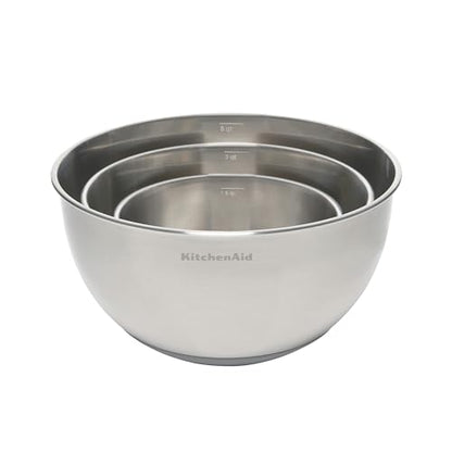 KitchenAid Stainless Steel Mixing Bowls, Set Of 3 - color: Stainless Steel, size: Set of 3