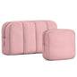 oscaurt 2 Pcs Makeup Bag Travel Toiletry Bag for Women Puffy Padded Cosmetic Pouch Purse Wide-open Makeup Organizer Case Travel Essentials - color: Deep Pink-Set