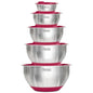 Viking Mixing Bowls Set, 10 Piece Stainless Steel Kitchen Cookware, Non-Slip Silicone Base, Includes Tight Fit Lids, Dishwasher Safe, Red - color: Red
