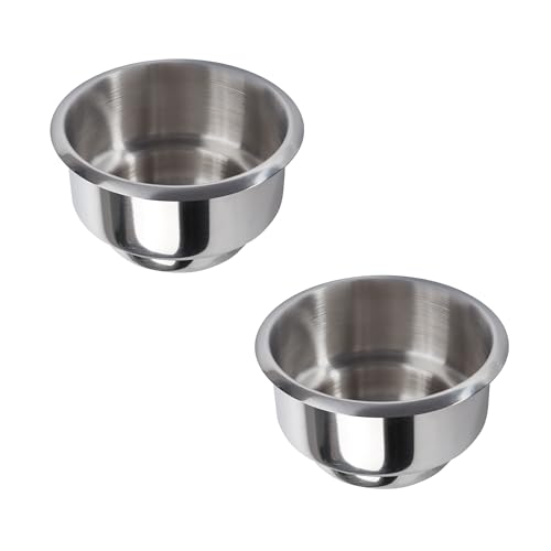 GSE Games & Sports Expert Stainless Steel Cup Holder, Drop-in Cup Holder for Casino Poker Tables, Work Desks, Boats, RVs, Cars & Trucks - color: Dual Size, size: 2-Pack