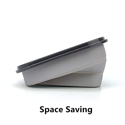 CARTINTS Large 1200ml Collapsible Bowls with Lids, Silicone Food Storage Containers, Space-Saving Meal Prep Containers For Kitchen and Outdoors Camping, Set of 3, Grey - color: grey