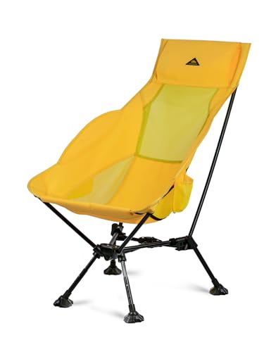 iClimb Ultralight Compact Camping Folding Beach Chair with Anti-Sinking Large Feet (Yellow - Triangular Frame High Back) - color: Yellow (Triangular Frame High Back)
