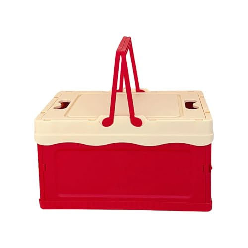 Folding Container with Lid for Camping Home Use Outdoor Gear Storage Organiser for Small Spaces Home Storage Organiser - color: Red, size: L