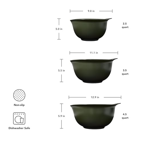KitchenAid Universal Nesting Plastic Mixing Bowls, Set of 3, 2.5 quart, 3.5 quart, 4.5 quart, Evergreen - color: Evergreen, size: Set of 3