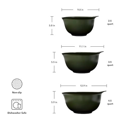 KitchenAid Universal Nesting Plastic Mixing Bowls, Set of 3, 2.5 quart, 3.5 quart, 4.5 quart, Evergreen - color: Evergreen, size: Set of 3