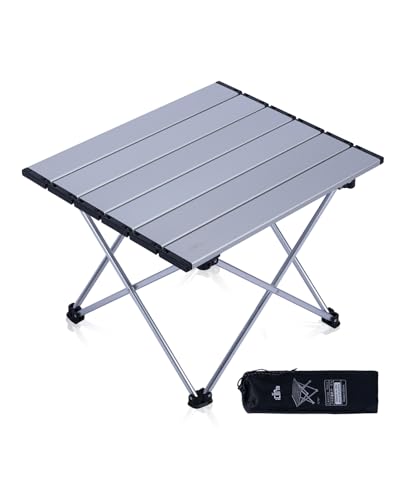 iClimb Ultralight Compact Camping Folding Table with Carry Bag (Silver - S) - color: Silver, size: Small