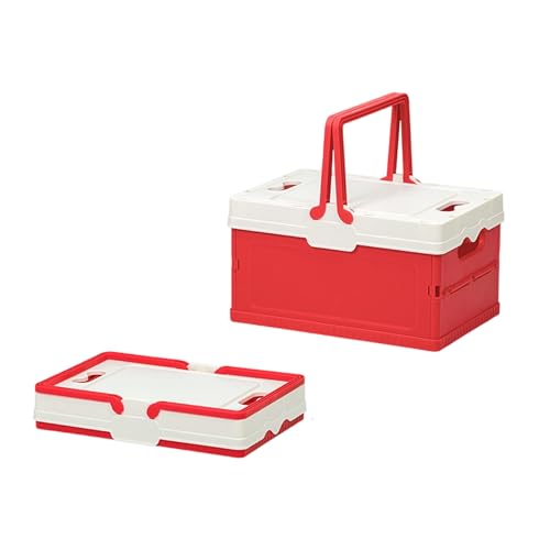 Portable Folding Storage Box for Camping Gear and Home Organization Easy to Carry Household Organization Case - color: Red
