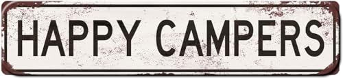 Camper Decor Happy Camper Street Sign - RV Living Decor - RV Camper Accessories - Campsite Signs - Funny Campsite Signs - Metal Sign Cabin Sign with Saying 4x16 Inch - color: tin sign002, size: 4x16 inch