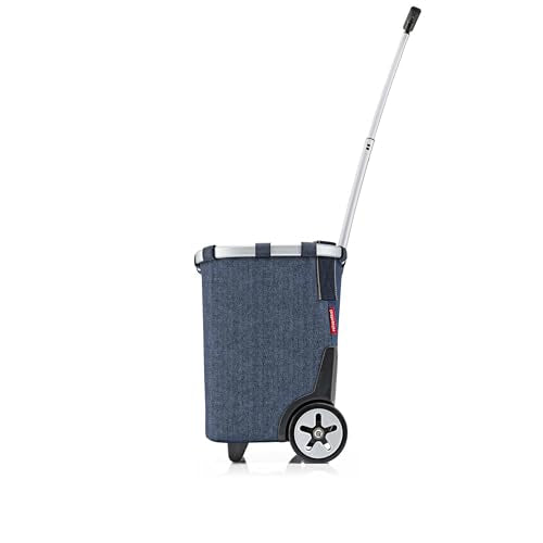 reisenthel carrycruiser Herringbone Dark Blue - Portable Shopping Trolley with Sturdy Aluminum Frame, Shoulder Strap and Removable mesh Inner Bag -Water-Repellent - color: Herringbone Dark Blue