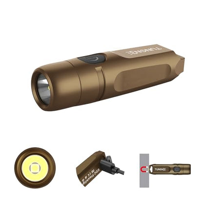 S15 Keychain Flashlight- Super Bright 650 High Lumens,UCB C Rechargeable EDC Pocket Flashlight,Mini Flashlight-Light with Magnetic Suitable for Hiking, Emergency (Brown) - color: Brown