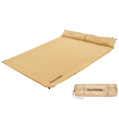 Naturehike Camping Sleeping Pad, Ultralight Camping Mat 2 Person with Pillow, Fast Inflating, Memory Foam Sleeping Pad for Hiking, RV Camping, Yellow - color: Yellow