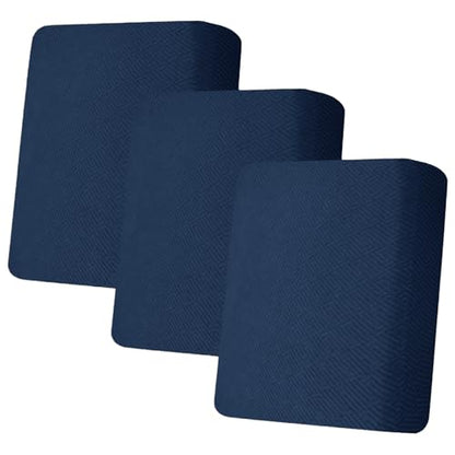 ZNSAYOTX Stretch Individual Cushion Covers Sofa Cushion Couch Seat Covers Slipcovers Soft Replacement Unique Pattern Furniture Protector with Elastic Bottom (Navy, 3 Pc Cushion Cover) - color: Navy Blue, size: 3 Cushion Sofa -Standard