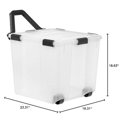 IRIS USA 6 Pack 106 Quart WEATHERPRO Wheeled Plastic Storage Bin Organization Container with Durable Lid, Seal & Secure Latching Buckles, Clear/Black - size: 106 Qt, style: 6 Pack