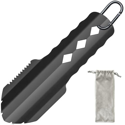 3-in-1 Ultralight Backpacking Trowel, Durable Aluminum Shovel & Potty Tool with Ergonomic Handle for Hiking & Survival（Black） - color: Black, size: size1