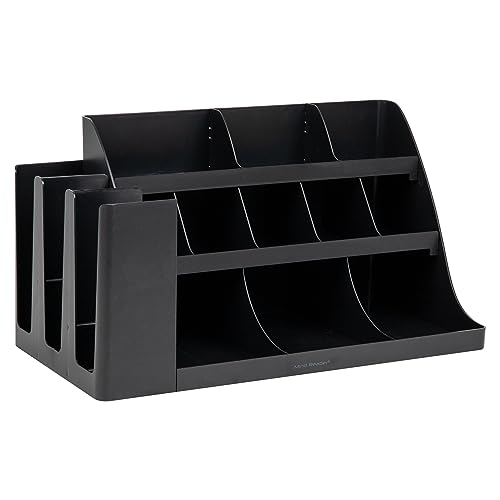Mind Reader Cup and Condiment Station, Countertop Organizer, Coffee Bar, Kitchen, Stirrers, Black - color: Black