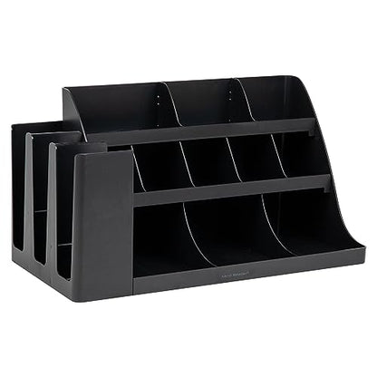 Mind Reader Cup and Condiment Station, Countertop Organizer, Coffee Bar, Kitchen, Stirrers, Black - color: Black
