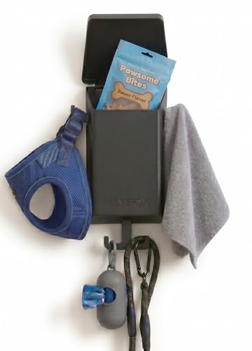 Pet Organizer Wall Mount with Hooks – Dog & Cat Leash Holder, Collar Storage, Kennel & Stable Supply Box – Made in USA