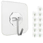 Jwxstore 12 Pack Adhesive Wall Hooks 33LB Heavy Duty No Drill Transparent Waterproof Hooks for Bathroom Kitchen Towel Coat Office Home Outdoor - size: 12 Pack