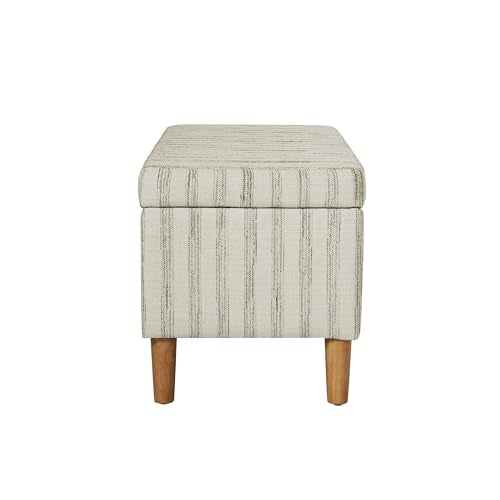 HomePop Malmo 36" Storage Bench - Gray & Cream Stripe - color: Gray and Cream Stripe