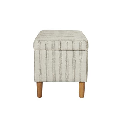 HomePop Malmo 36" Storage Bench - Gray & Cream Stripe - color: Gray and Cream Stripe