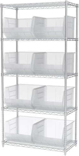 Akro-Mils 30270 AkroBins Plastic Storage Bins, Space-Saving Stackable Bins for Garage, Pantry, Craft Organization, 18" x 16" x 11", Clear, 3-Pack - color: Clear