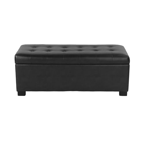 HomePop 46" Tufted Storage Bench - Classic Black - color: Classic Black
