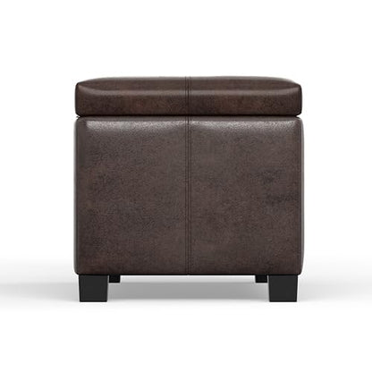 SIMPLIHOME Dover Storage Ottoman Bench - 36 inch Wide Upholstered Vegan Leather Rectangular Lift-Top Ottoman in Distressed Brown, Contemporary Bench for Living Room with Safety Hinges - color: Distressed Brown