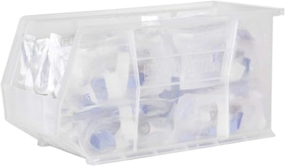 Akro-Mils 30265 AkroBins Plastic Storage Bins, Space-Saving Stackable Bins for Garage, Pantry, Craft Organization, 18-" x 8.25-" x 9-", Clear, 6-Pack - color: Clear