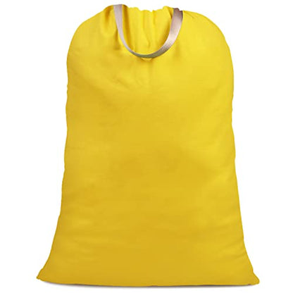 Cotton Canvas Laundry Bag with Handles & Drawstring Straps, Heavy Duty Extra Large Laundry Bags for Laundromat and Household, 25.5x34 Inch, Yellow - color: Yellow
