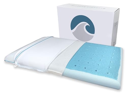 Bluewave Bedding Ultra Slim Max Cool CarbonBlue Gel Memory Foam Pillow for Stomach and Back Sleepers - Thin, Flat Design with Advanced Cooling (2.75-Inch Height, Standard Size) - style: 2.75"H Ultra Slim Max Cool (Standard)